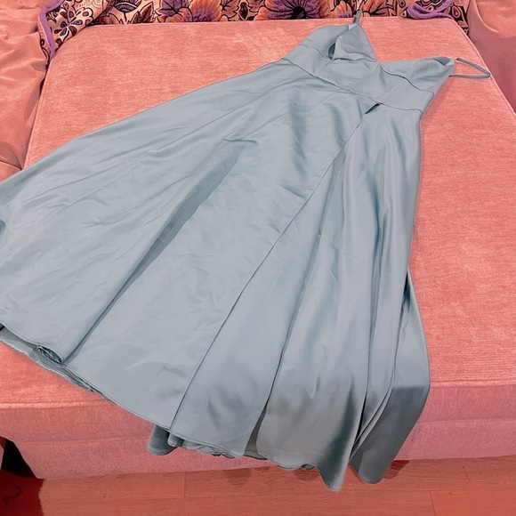 Jules and Cleo Satin A Line Spaghetti Strap Teal Formal Ball Gown Prom sz 20 - Picture 1 of 7